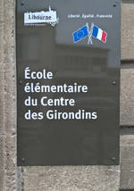 Plaque école élémentaire de centre des Girondins - Agrandir l'image (fenêtre modale)